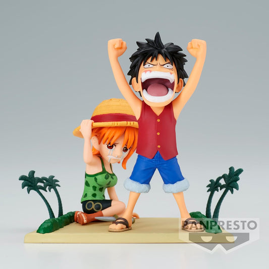 BANDAI One Piece World Collectable Figure Log Stories Monkey D. Luffy & Nami
